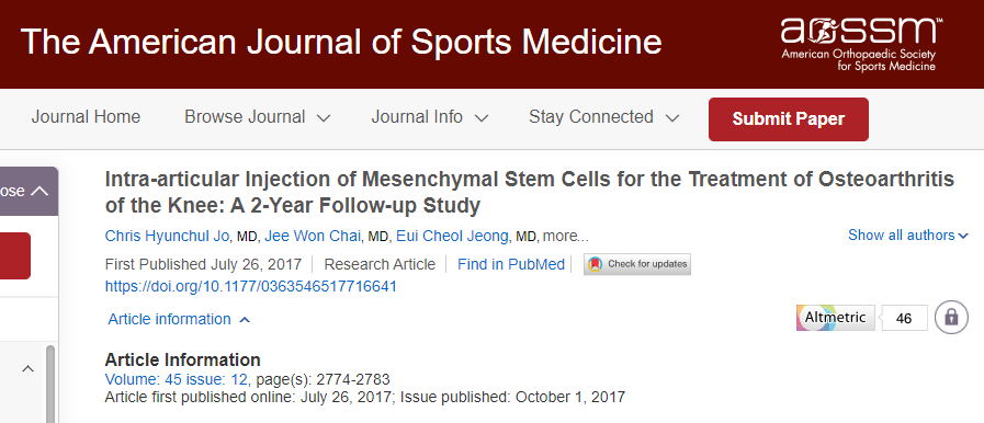 临床试验表明：干细胞可有效改善骨关节炎，让骨关节炎患者告别疼痛