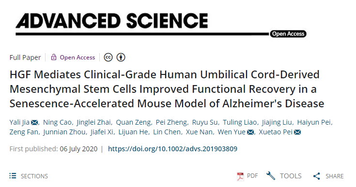 干细胞疗法有望「唤醒」老年痴呆患者